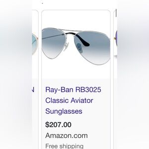 Ray-Ban Aviator Sunglasses with Silver Frame and Blue Lenses